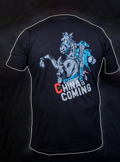 Paul Revere China Is Coming T-Shirt - Red, White, & Badass Brew