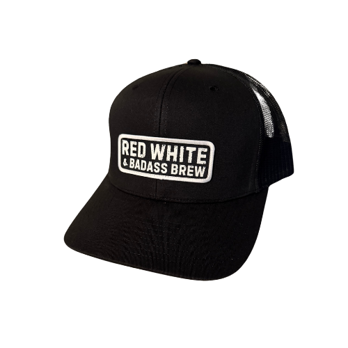 Red, White & Badass Brew Black Patched Trucker Hat