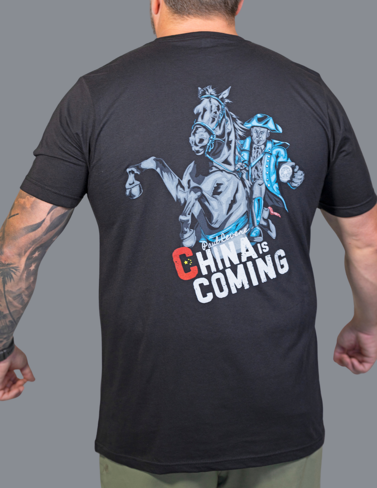 Paul Revere China Is Coming T-Shirt - Red, White, & Badass Brew