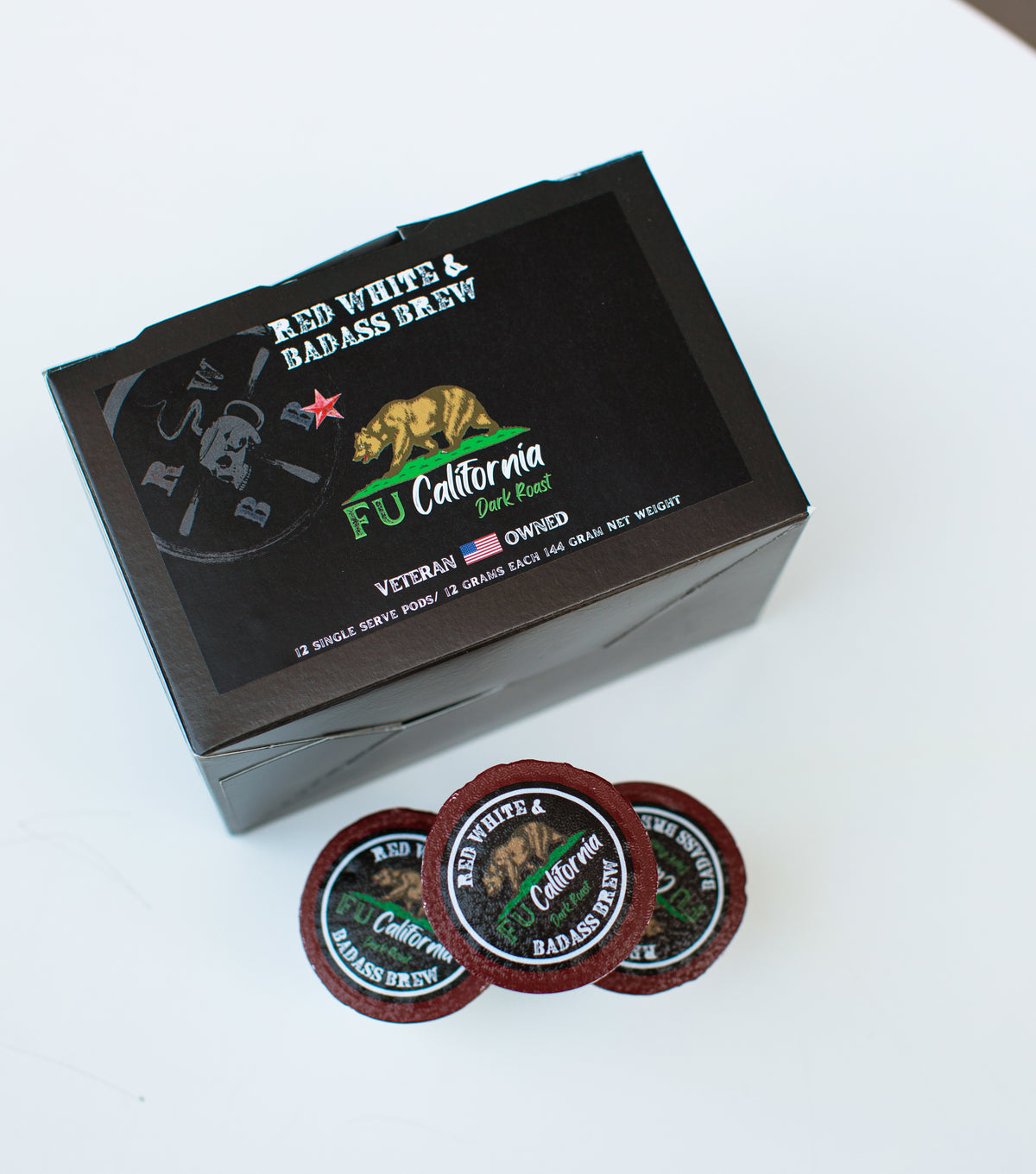 FU CALIFORNIA- K-CUPS - Red, White, & Badass Brew
